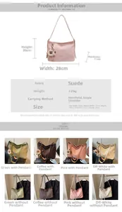 Guide des tailles détaillé et spécifications pour le sac bandoulière en daim matelassé
