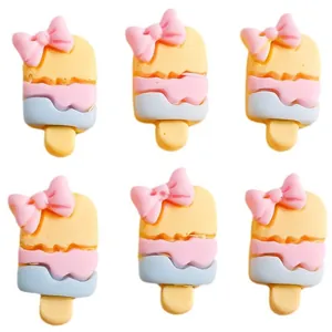 Breloques en résine crème glacée pour DIY avec nœud papillon et couleurs pastel