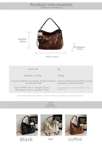 Detailed size chart for retro tote bag with dimensions 38x32x13cm in various colors