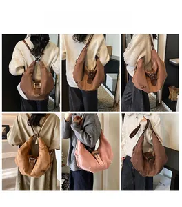 Detail view showing multi-functional strap modes and large capacity of this vintage shoulder bag