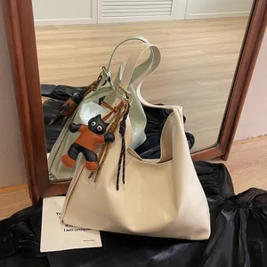 Women's Large Capacity PU Leather Tote Bag Retro Minimalist Glossy Shoulder Underarm Bag For Commute Daily Fashion Handbag