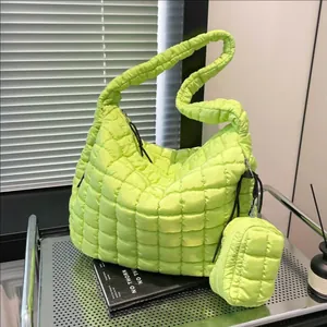 Quilted Puffer Cloud Shoulder Bag For Women Down Cotton Padded Tote Bag With Matching Small Pouch Casual Travel Handbag
