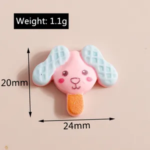 Detailed view of DIY resin dog popsicle charm with dimensions 20mm height and 24mm width
