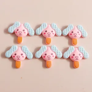 Close-up of cute puppy ice cream resin charms for DIY hair accessories and crafts