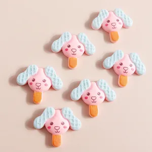 Cute resin cartoon dog popsicle charms in macaron colors for DIY hair clips and crafts