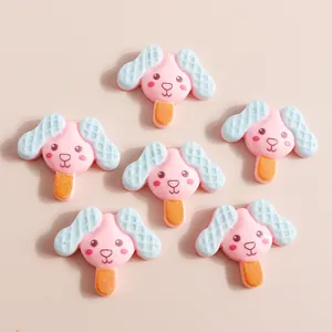 Cute cartoon puppy ice cream resin accessories for DIY hair clips and crafts in macaron colors