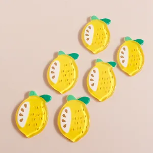 Set of 6 cartoon lemon resin charms for DIY craft projects and phone case decoration