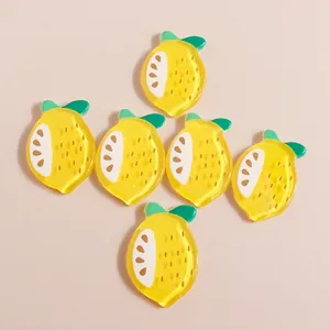 Set of 6 cartoon resin lemon slices with glitter for DIY phone case making and crafts