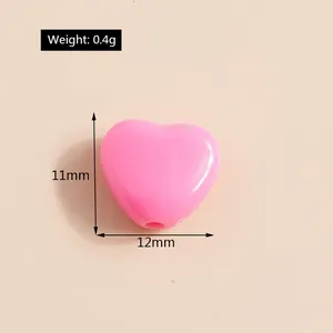 Rosafarbene herzförmige Acrylperle mit Maßen von 11x12 mm und 0,4 g Gewicht für DIY-Schmuck