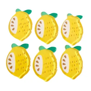 Glittering yellow resin lemon slices with green leaves for DIY phone case making