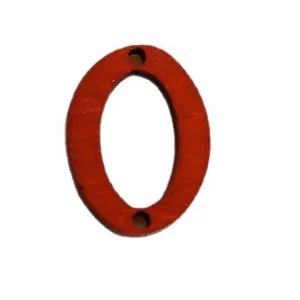 Close-up of reddish-brown circular wood rings with double holes for DIY jewelry making