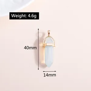 Detail showing crystal hexagonal column pendant with 40mm length and 4.6g weight