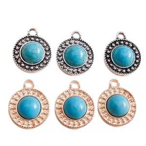 Set di 6 ciondoli bohémien in turchese e metallo argento o rosa per gioielli fai-da-te