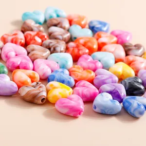 Perles en forme de cœur marbré coloré pour bijoux DIY et accessoires de téléphone