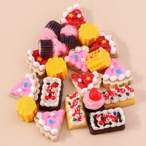 Set of resin miniature dessert models including cakes and donuts for DIY crafts