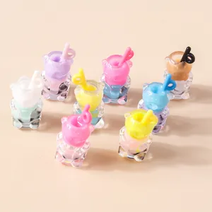 Bunte Bären-Milchtee-Anhänger aus Harz für DIY-Schmuck und Schlüsselanhänger
