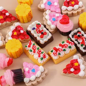 Assorted mini resin dessert charms including strawberry cake and chocolate for DIY crafts