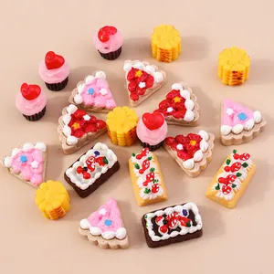 Resin Miniature Food Cake Pizza Simulation Dessert DIY Accessories For Phone Case Decoration Cream Glue Crafts Mixed Styles