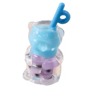 Mini-Bären-Bubble-Tea-Anhänger aus Harz für DIY-Schmuck und Schlüsselanhänger