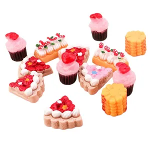 Set of 11 assorted miniature resin dessert charms including cupcakes and cakes for DIY