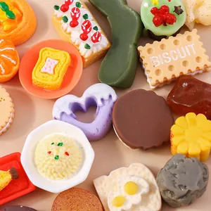 Miniature resin food charms with realistic dessert shapes for DIY crafts and magnets
