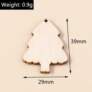 Detail of Christmas tree wooden pendant showing 39mm height and 29mm width dimensions