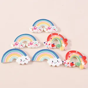 Colorful resin rainbow and cloud charms for DIY phone cases and keychains set of 10