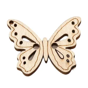 Accesorios de madera de mariposa hueca cortados con láser con vetas naturales para DIY