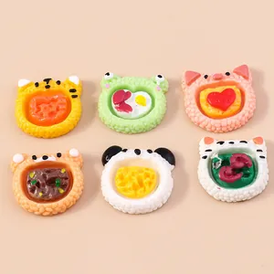 Set of 6 cute animal-shaped resin flatback charms for DIY cream glue craft decorations