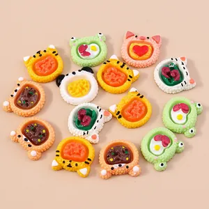 Mix of 10 resin miniature animal food bento charms for DIY phone cases and accessories