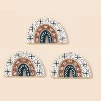Three-piece set of boho rainbow acrylic charms in deep blue and brown for DIY jewelry