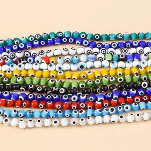 Multi-color 8mm Evil Eye resin beads in various vibrant shades for DIY jewelry making