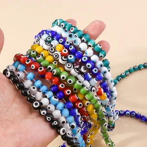 Colorful 8mm resin evil eye beads for DIY handmade bracelets and jewelry accessories