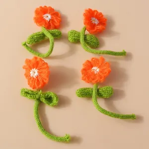 Handmade Knitted Flower Patches Crochet Sunflower DIY Accessories For Bags Clothing Decoration Cute Floral Embellishments
