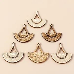 Colgantes Geométricos de Madera Mandala para Crear Joyas de Pendientes DIY Accesorios Bohemios Étnicos Huecos con Grabado Láser