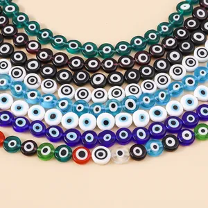 Macro shot of 10mm colorful resin evil eye beads for DIY jewelry making and crafting