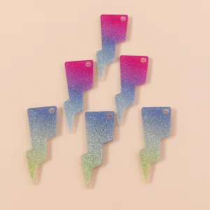 Colgantes de Rayo de Resina en Degradado Con Purpurina para Creación de Joyas DIY Collares Pulseras Llaveros Adornos