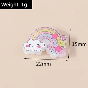 Detail showing dimensions of rainbow cloud resin accessory for DIY crafts and decor