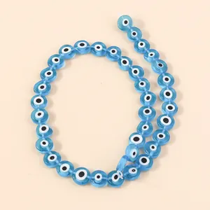Blue 10mm resin evil eye flat round beads for DIY bracelet and jewelry making