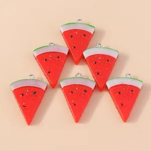 Simulation Watermelon Slice Resin Charms For DIY Necklace Bracelet Making Fruit Food Play Jewelry Accessories For Women Girls