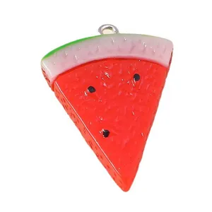 Watermelon slice charm pendant with red pulp and green rind for DIY jewelry making