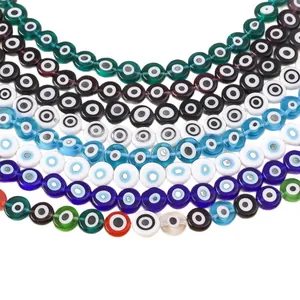 Colorful 10mm resin evil eye beads in multiple rows for DIY jewelry making