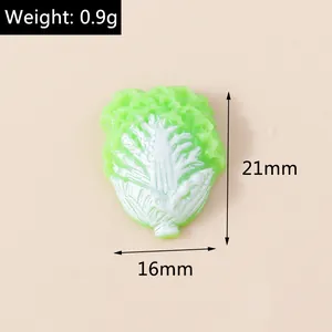 Macro view of Chinese cabbage resin flatback with 21mm height and 16mm width measurements