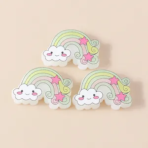 Kawaii pastel rainbow and cloud resin charms for DIY crafts and hair accessories