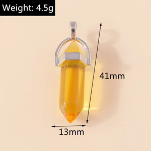 Λεπτομέρειες διαστάσεων 41x13mm και βάρους 4,5g του κίτρινου κρυστάλλινου μενταγιόν