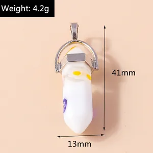 Détail du pendentif en cristal hexagonal floral avec dimensions de 41x13mm incluses