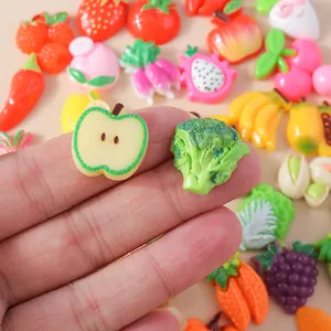 Assorted mini resin fruit and vegetable charms for DIY crafts and phone cases