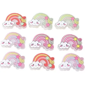 Set of colorful resin rainbow and smiling cloud DIY charms for hair accessories and crafts