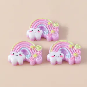 Tre accessori in resina a nuvola arcobaleno per decorazioni fai-da-te e capelli