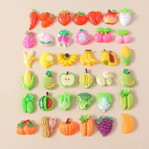 Mixed Resin Fruit Vegetable Flatback Charms For DIY Phone Case Cream Glue Accessories Cartoon Miniature Food Ornament
